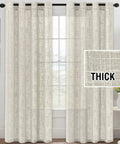 Cozy Natural Linen Blend Curtains For Living Room With Burlap Texture And Light Filtering Nickel Grommet Two Panel Set For Bedroom Privacy 52 Inch By 84 Inch Ivory installed on window