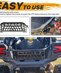 Heavy Duty Steel Cargo Barricade Tailgate Compatible With 2020 To 2025 Kawasaki Teryx KRX 1000 And 2023 To 2025 KRX4 1000 UTV installed on cargo bed.