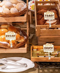 50 Pack Plastic Sign Holder Clips With Swivel Rotatable Ball Joint Design For Price Tags, Double Clip Display Clips For Retail Shelves And Store Displays, Perfect For Supermarkets, Boutiques, Offices bread, toast, and sauce labels on bakery display baskets