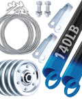 Heavy Duty Double Loop Garage Door Extension Springs Bundle With 3 Inch Pulleys And Extension Cables For Seven Foot Garage Doors Hardware Parts Kit For Smooth Operation And 140 Pound Capacity showing springs, pulleys, cables, and hardware.