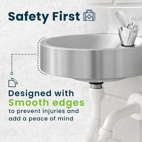 Wall Mounted Water Drinking Fountain For Indoor And Outdoor Use A Heavy Duty Commercial Hydration Station Built For Schools Parks Courts And More Stainless Steel with smooth edges