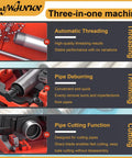 Plug And Play Heavy Duty Electric Pipe Threader Machine 1/2 To 3 Inch With Npt Dies 110V Power threading, cutting, and trimming features.