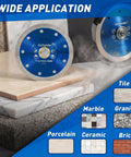 Heavy Duty 4.5 Inch Diamond Tile Blade Delivers Dope Precision Cuts On Porcelain Granite And Marble With Slick Wet Or Dry Grind Operation Rock Solid Dual Arbor Fit Pro Quality Upgrade on cutting stone surfaces.