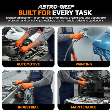 Astro Grip Nitrile Disposable Gloves Powder Free Orange 2XL 1000 Count With Superior Grip And Puncture And Abrasion Resistance For Industrial Jobs And Daily Tasks in various tasks.