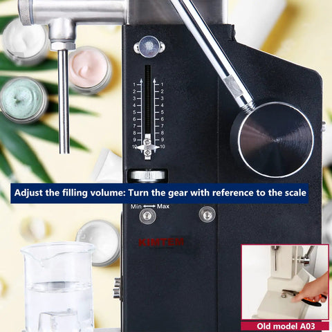 Manual Paste And Liquid Filling Machine For 5 To 50 Ml Adjustable Bottle Filler Ideal For Shampoo Gel Lotion Body Wash Lip Gloss Essential Oils With Stainless Steel Build And User Friendly Pro Grade Performance with scale visible