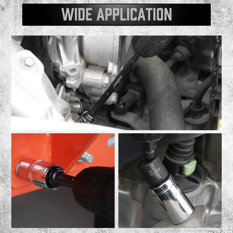 Impact Drill Socket Adapter Set With Universal Joints, 9-Piece Driver Socket Adapters For 1/4, 3/8, And 1/2 Inch, shown in use