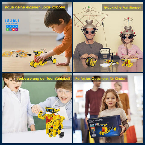Kids enjoying Solar Powered Robot Kit For Kids Ages 8 To 12 12 In 1 Hands On Build Your Own Robot With Solar Panel And Battery Power