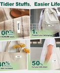 Black On White Half Inch Fabric Iron On Label Tape Set 3 Pack on various bags and items, showing labeling applications.