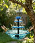 Three Tier Solar Powered Hanging Bird Bath Fountain With Cascading Water Flow To Attract Hummingbirds And Wild Birds outdoors