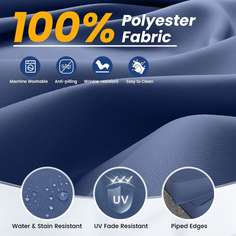 Close-up of navy fabric texture highlighting water resistance and durability for outdoor chair cushions set of 4.