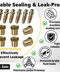 Top Shelf Brake Bleeder Screw Kit With Tough Brass Adapters For Car Calipers, 6 brass valves and adapters, leak-proof sealing, reliable performance.