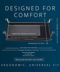 Slick Under Desk Keyboard Tray With Smooth Roll Slide Out Drawer Plus No Sweat Height Adjustments For Serious Typing Comfort And Built In Cable Clutter Control And Roomy Surface For Mice And Large Keyboards showing dimensions and features.