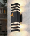 Dusk To Dawn LED Outdoor Light For Porch And Front Door Anti Rust Matte Black Up And Down Exterior Fixture on house wall