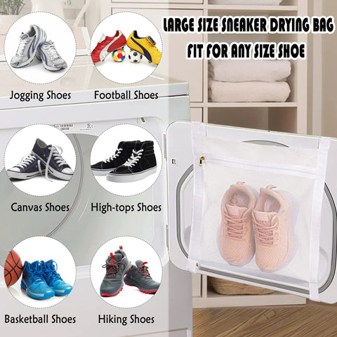 Large Honeycomb Mesh Laundry Bag With Zipper And Strap For Shoes And Clothes 15.7 By 13.8 Inches in a dryer with shoes