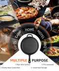 Two In One Cast Iron Dutch Oven With Lid That Doubles As A Shallow Skillet, 3.2 Quart Deep Pot For Searing And Stewing in various cooking settings