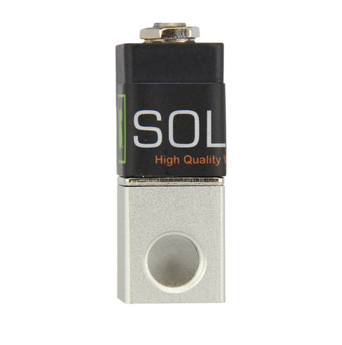 12 Volt DC Electric Solenoid Valve Two Way Normally Closed One Quarter Inch NPT Direct Acting Aluminum Alloy IP65 Rated Valve