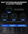 Diagram of bolt pattern measurement and lug nut torque for 5 By 4.75 Wheel Spacers Kit 2 Inch With M12x1.5 Studs.