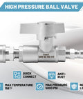 Beefy 3/8 Inch Quick Connect Ball Valve Kit For Pressure Washer Hose, High Pressure Shut Off Valve For Power Washers Up To 5000 PSI