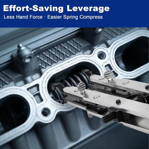 Valve Spring Compressor Tool For Small-Engines Replacement Part 750-174 with manual screw system in use on engine