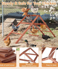 Wooden Chicken Perch And Roosting Bars For 10 To 12 Chickens, 3 Layer Fir Design With Swing, in outdoor coop with chickens