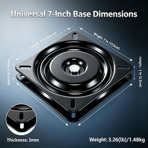 7-inch flat pedestal base dimensions of Two Piece 7 Inch Boat Seat Swivel With Flat Pedestal Base Black Marine Replacement Gear.