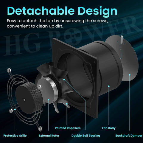 6 Inch Exhaust Fan For Kitchen Bathroom Attic And Garage With 308 CFM Wall Mount Vent Metal Extractor Durable Motor HVAC Ventilation