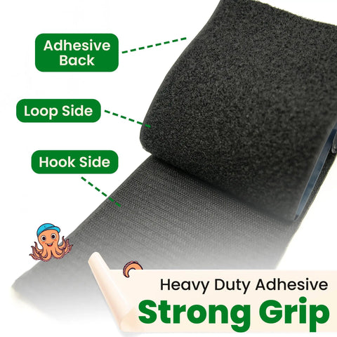 Heavy Duty Hook And Loop Strips Keep Sofa Cushions Locked Where They Go Extra Wide Non Slip Tape with adhesive, loop, and hook sides.