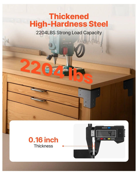 Beefy Heavy Duty Workbench Corner Brackets Set Of 8 Six Point Five By Six Point Five By Six Point Five Inch Steel Angles With Screws Supports Up To 2204 Lbs Per Bracket Rust Resistant Finish For Desk Table Platform And Shop Builds