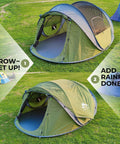 4 Person Easy Pop Up Tent With Automatic Setup No Fuss Waterproof Family Camping Tent with Skylight and Removable Rainfly on grass