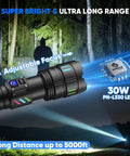 Beast Mode Rechargeable LED Flashlight 100000 Lumens Ultra Long Range 5000 Feet USB C Three Modes Super Bright Toro.