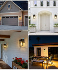 Two Pack Dusk To Dawn Sensor Outdoor Wall Lights, White Aluminum Sconce With Seed Glass on various outdoor settings