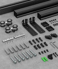 Complete Ceiling Mount Box Rail Barn Door Hardware Kit For Single Door Applications Up To 35.4 Inches Wide on gray surface