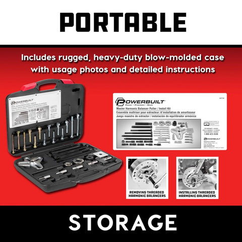 Portable Gearhead Grade Harmonic Balancer Puller And Installer Tool Kit for Cars and Light Trucks with detailed instructions