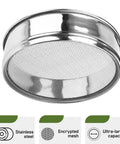 Stainless Steel 4 Tier Seed Sprouting Kit With Lid, 6 Inch Diameter, showing mesh tray for microgreens and broccoli sprouts