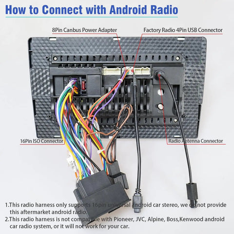 44Pin Android Car Stereo Wiring Harness Kit for Chevrolet Malibu Trax Cruze Aveo Orlando 2012 2016 16Pin ISO Connector