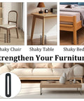Upgrade Your Woodwork Game With These Hella Sturdy Adjustable Flat Mending Plates Featuring Slotted Black Stainless Steel Straight Brace Brackets For Reliable Furniture Repair Including All Mounting Screws on shaky furniture.