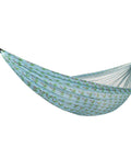 Brazilian Style Mesh Hammock In A Bag 55 Inch Wide Light Blue Palm Tree Travel Hammock with Drawstring Carry Bag