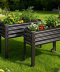 Heavy Duty Galvanized Raised Garden Bed With Legs And Wheels, 2 Pack, 48W X 18D X 32H Inches, Metal Elevated Planter Box For Backyard