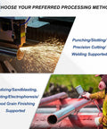 Infographic showcasing processing methods for Beefy 6063 Aluminum Tubing, including cutting, welding, and finishing techniques.