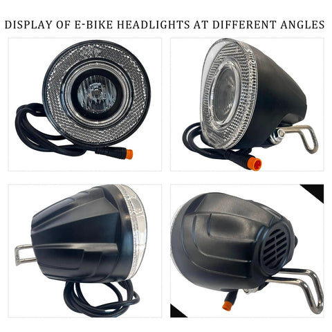 Display of All-In-One Front Bike Light With 75-100dB Horn, Waterproof 3-Pin Connector, Night Riding Ready For 6-60V