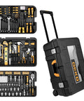 All In One 258 Piece Tool Kit With Rolling Tool Box And Socket Wrench Set Portable Mechanic Case Boss Grade Chrome Plated Steel Hand Tools