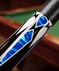 Close-up of decorative design on 58 Inch Grade A Canadian Maple Pool Cue Featuring 13mm Tip And Adjustable Weight.