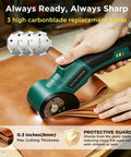 Heavy Duty Cordless Electric Scissors Delivering Zero-Fuss 350Rpm Cutting Power And Razor Sharp Sk5 Steel Blades for cutting leather and fabric.