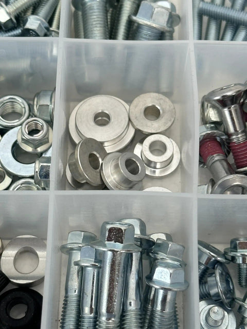 Honda Elite 210 Piece Bolt Kit For CR125R CR250R CRF250R CRF450R CRF450X CRF450RX XR And XL Models in divided plastic box