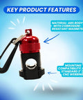 Red Magnetic Regulator Octopus Hose Holder Clip For Scuba Diving Gear showing ABS body and webbing compatibility