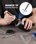 Using Magnetic Precision Screwdriver Set 6 Piece Mini Repair Kit With S2 Alloy Steel Bits on electronics equipment.