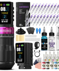 Wireless Tattoo Gun Kit With 2300mAh Batteries, 7 Adjustable Stroke Rotary Machine, Aluminum Alloy Pen, Ink, and Blue Soap