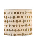 Transitional Drum Lamp Shade With Spider Construction Beige Faux Linen Fabric And Gold Print 12 Inch Wide Brass Fitter 12x12x10