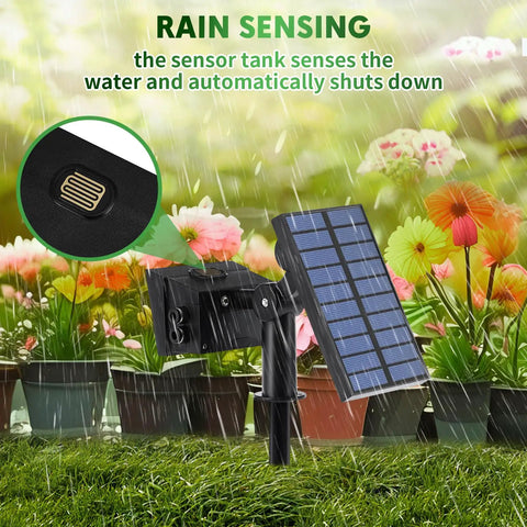 Solar Powered Automatic Garden Irrigation System With Drip Kit And Timer in rain detection mode, auto shutoff, yard use