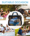 Collage showing Insulated Picnic Backpack Tote Bag 30L Large Capacity Cooler Bag With Leakproof Waterproof Design for various occasions.